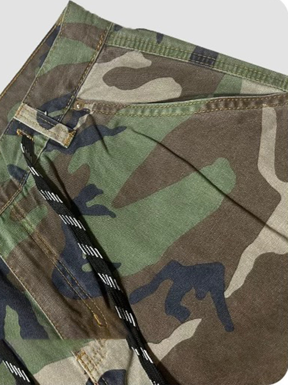Brick Lane Wide-leg Camouflage Mesh Cargo Pants - Green