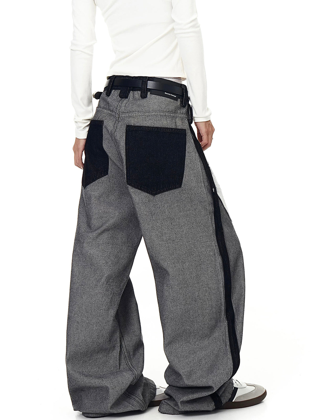 Brick Lane Wide-leg Patchwork Cargo Pants - Gray