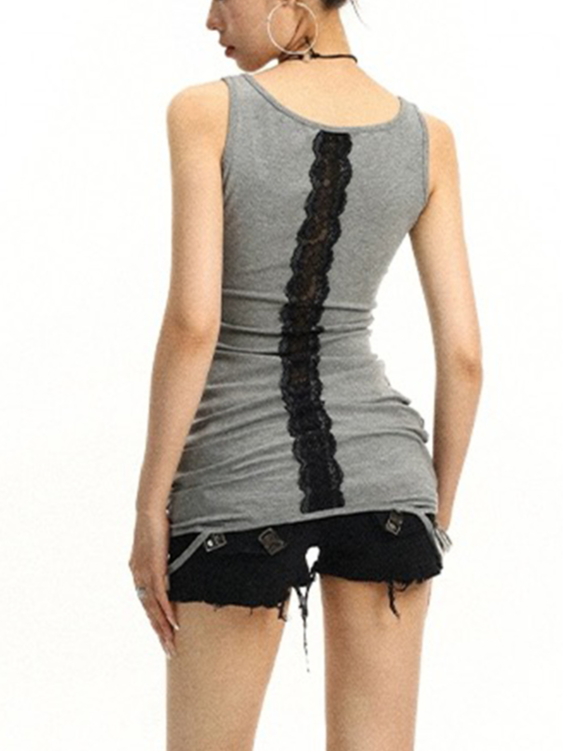 Brick Lane Skimming-fit Graphic Print Cami Top - Gray