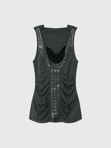Brick Lane Layered-look Glitter Detail Cami Top - Black