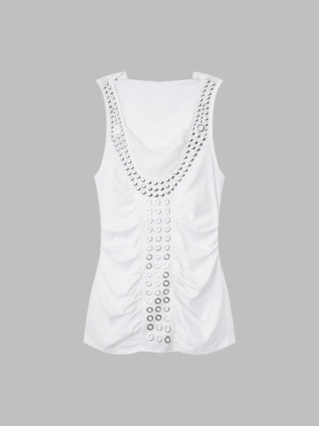 Brick Lane Layered-look Glitter Detail Cami Top - White