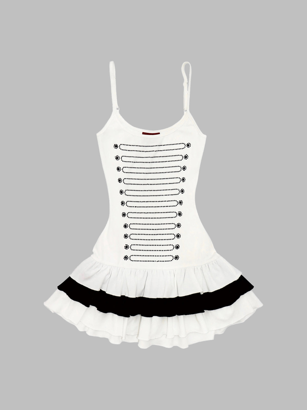 Brick Lane Skimming-fit Rhinestone Layered Cami Dress - White