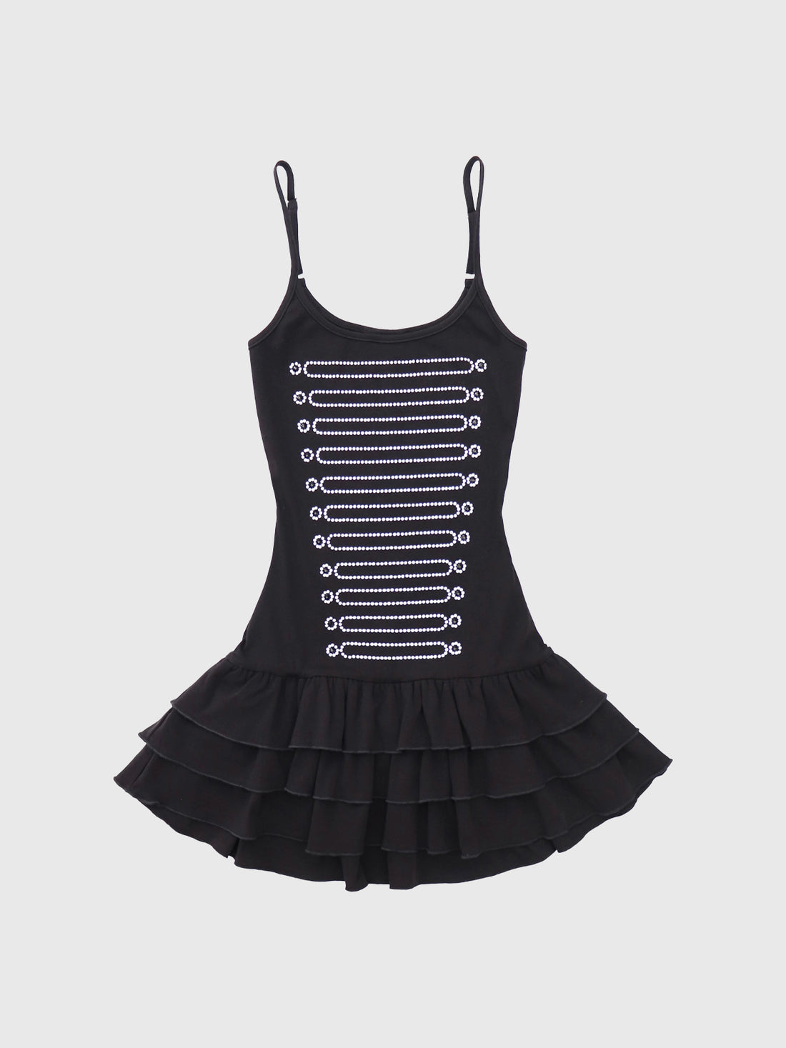 Brick Lane Skimming-fit Rhinestone Layered Cami Dress - Black