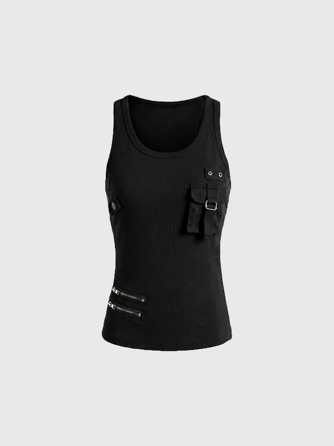 Brick Lane Skimming-fit Utility Pocket Vest Top - Black