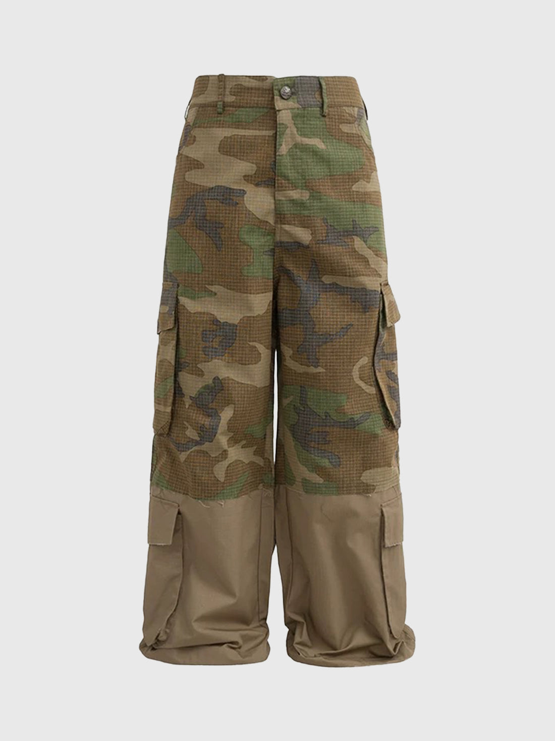 Brick Lane Wide-leg Camouflage Cargo Pants - Green