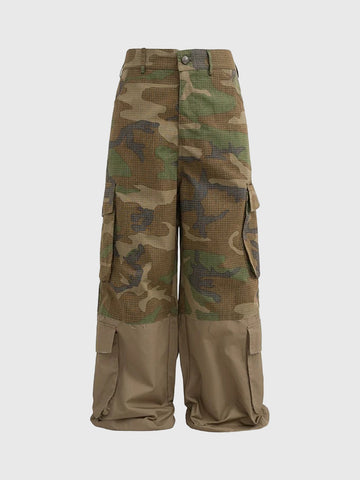 Brick Lane Wide-leg Camouflage Cargo Pants - Green
