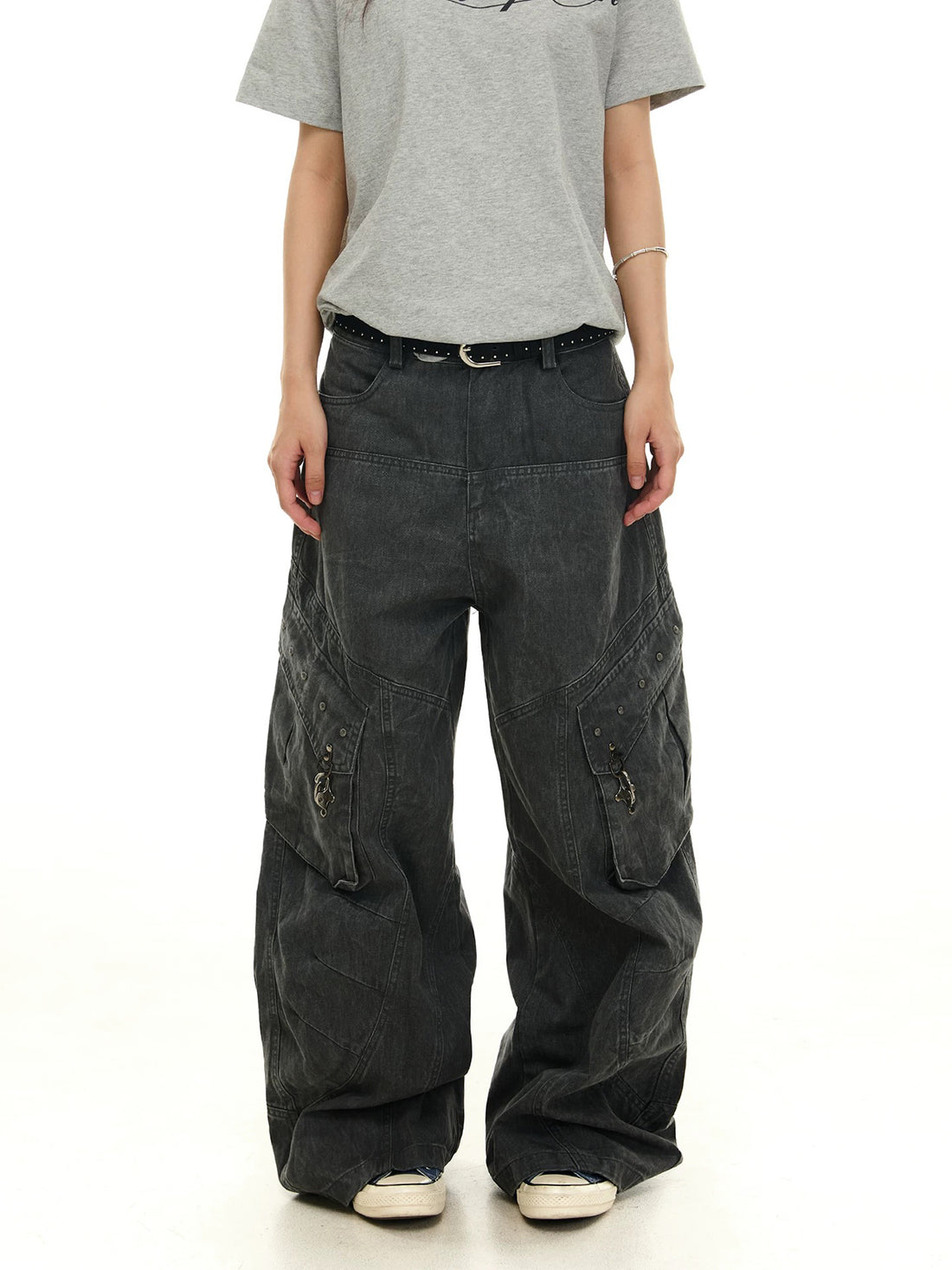 Brick Lane Wide-leg Washed Denim Jeans - Black
