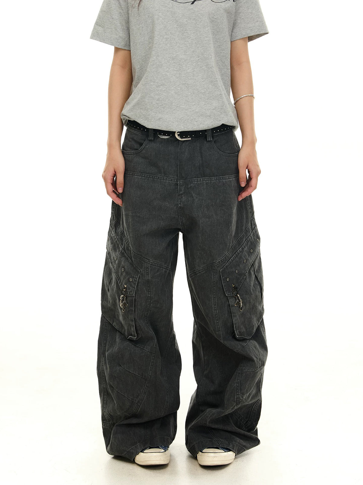Brick Lane Wide-leg Washed Denim Jeans - Black
