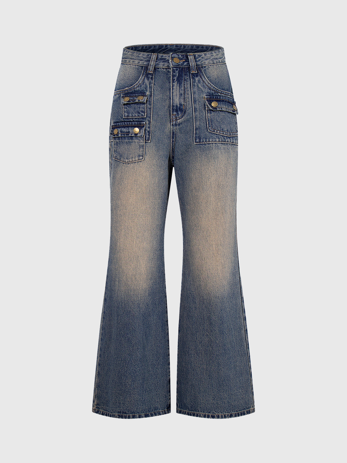 Broken Tape Flare Jeans - Dusty Blue