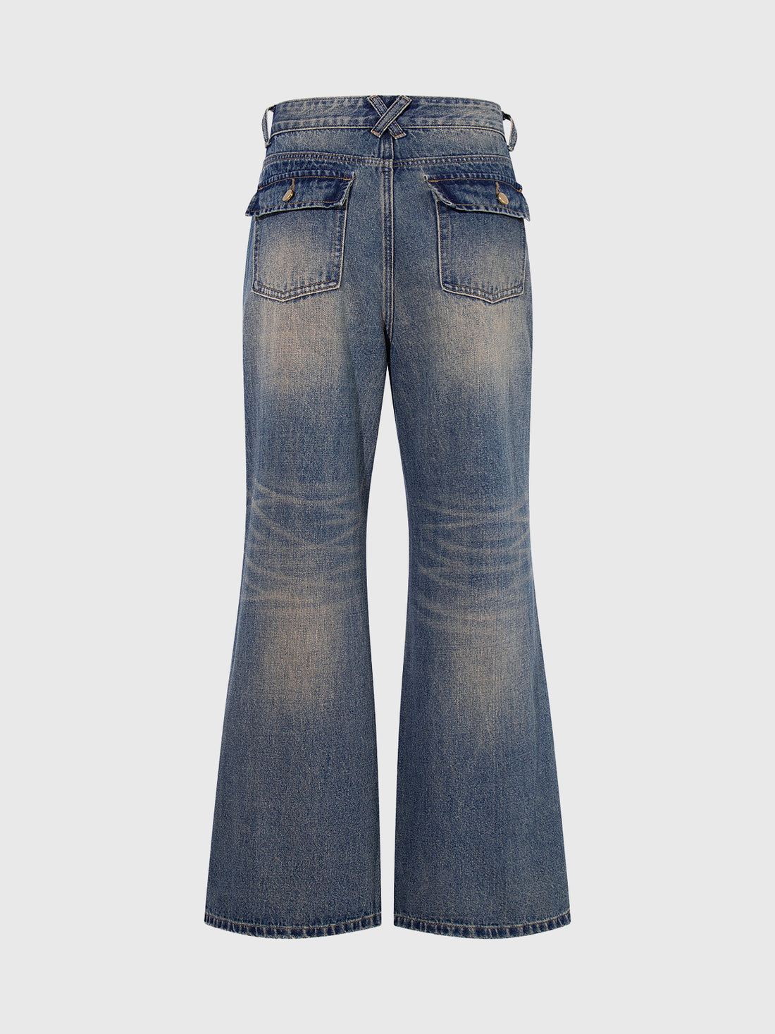 Broken Tape Flare Jeans - Dusty Blue