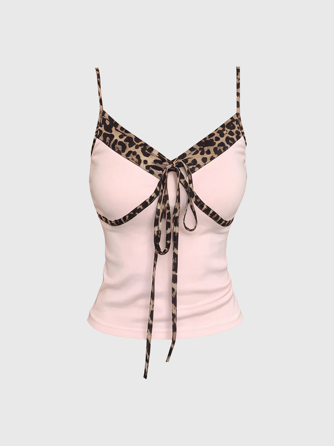 Brick Lane Skimming-fit Leopard Trim Cami Top - Pink