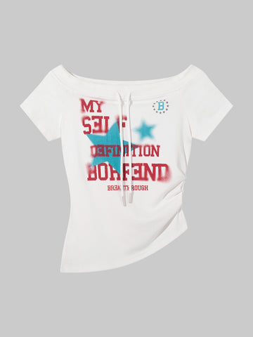 Back to Myself Asym Tee - Cloud White