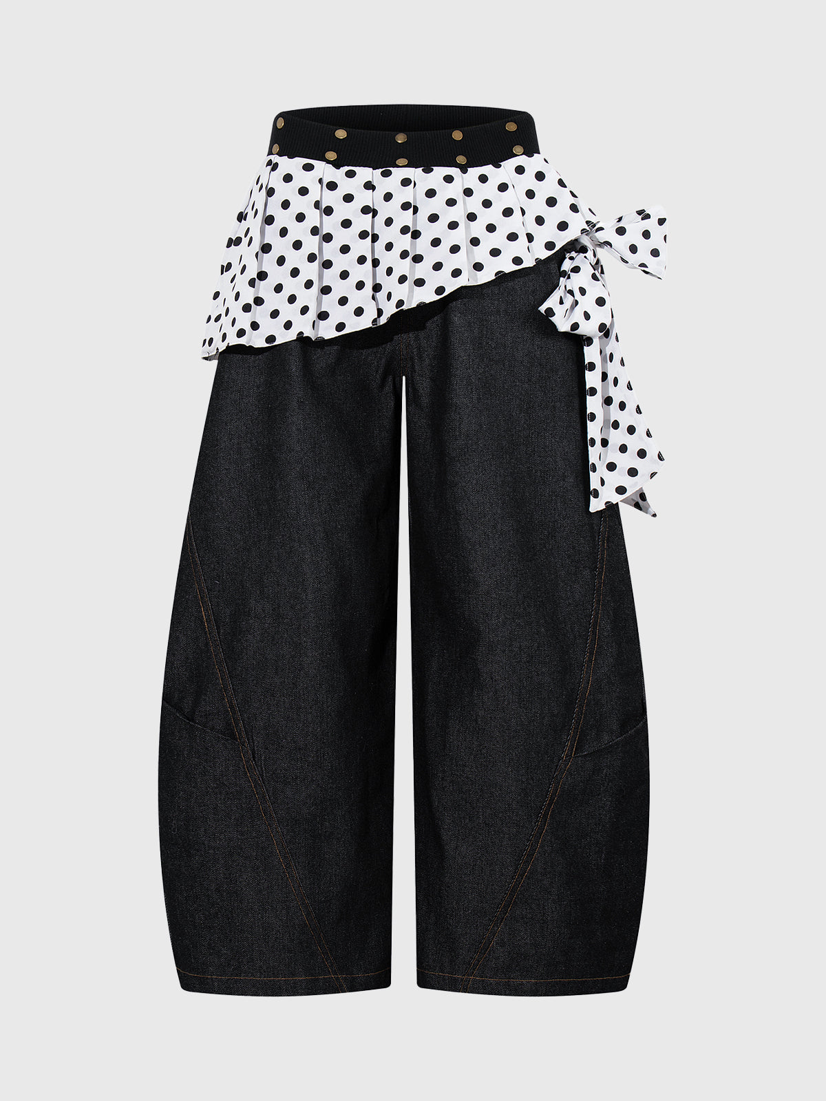 Ribbon Riot Barrel Pants - Ink Black