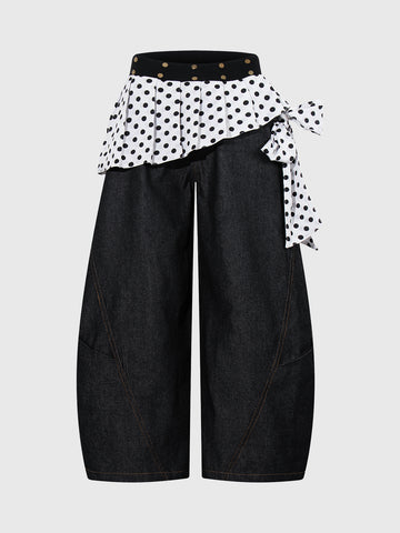 Ribbon Riot Barrel Pants - Ink Black