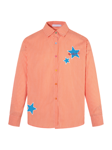 Star Map Check Shirt - Sunset Orange