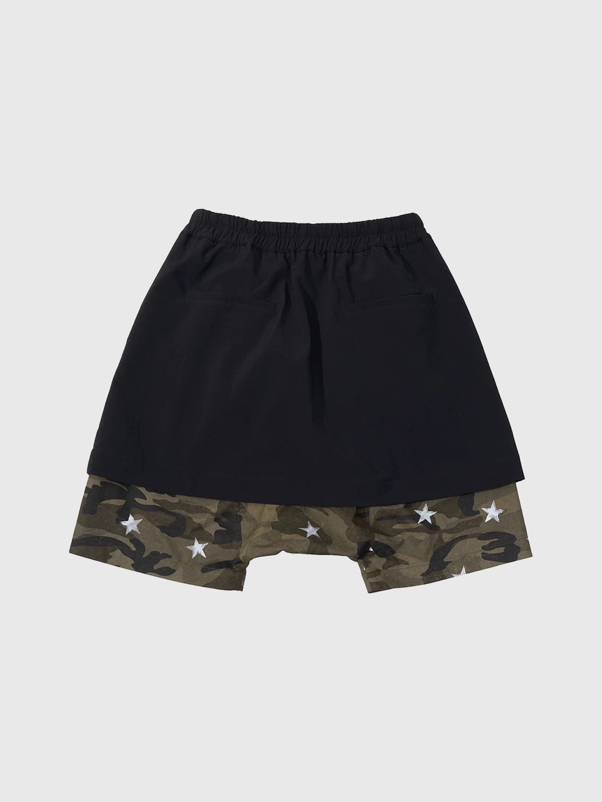 Brick Lane Layered-look Camouflage Shorts - Black