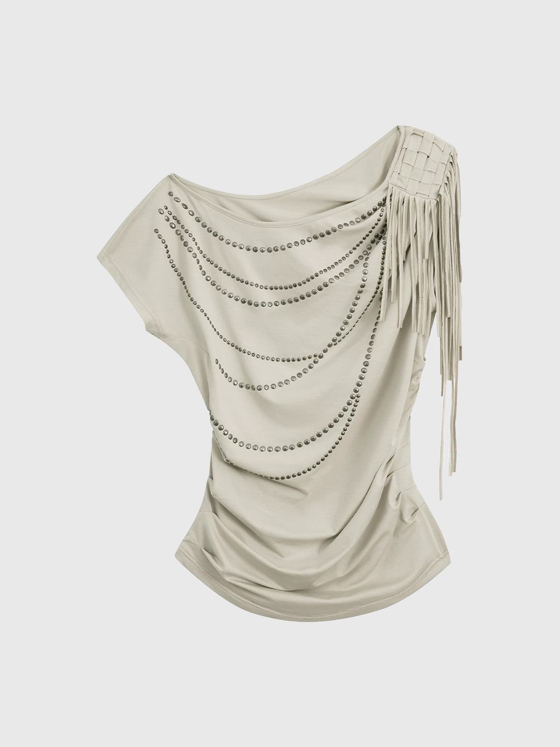 Brick Lane Asymmetric Draped One Shoulder Top - White