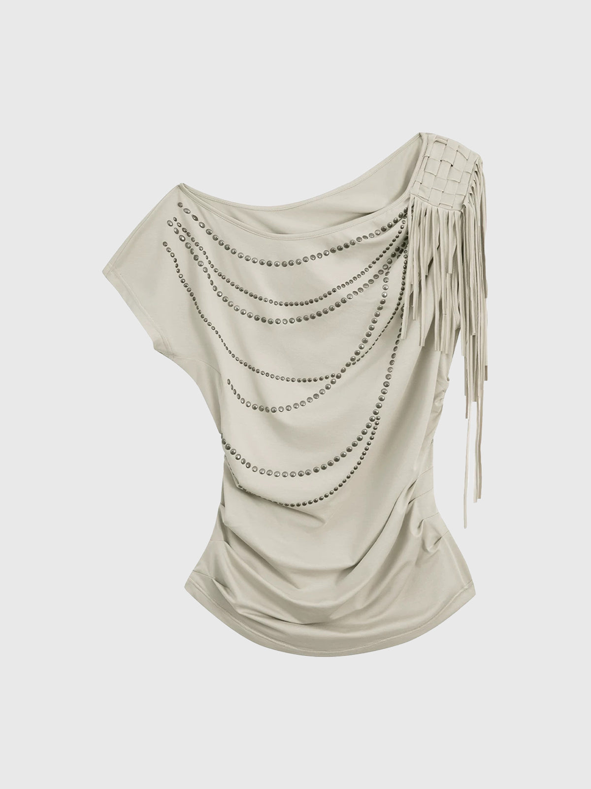 Brick Lane Asymmetric Draped One Shoulder Top - White