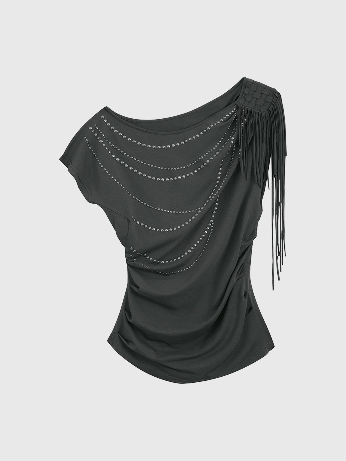 Brick Lane Asymmetric Draped One Shoulder Top - Black