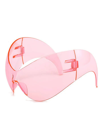 Brick Lane Y2K Frameless Wrap Around Sunglasses - Pink