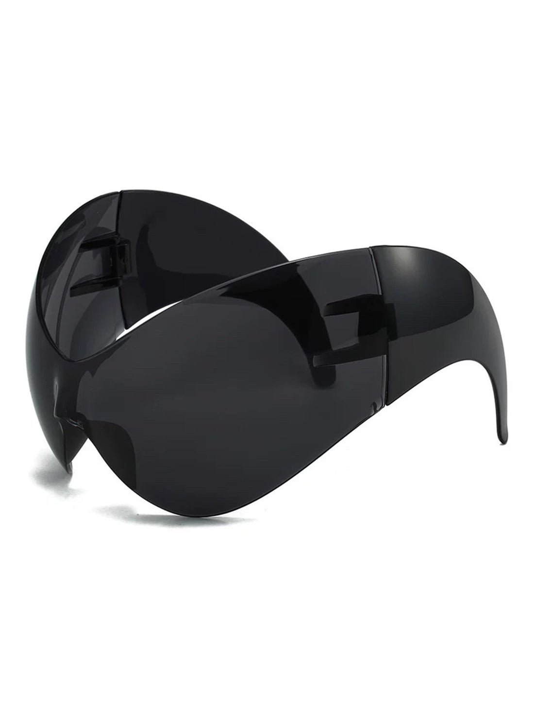 Brick Lane Y2K Frameless Wrap Around Sunglasses - Black