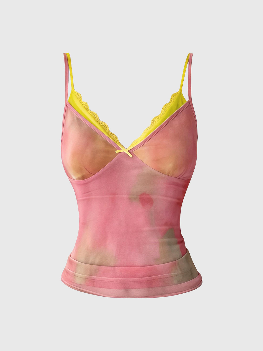 Brick Lane Layered-look Lace Floral Cami Top - Pink