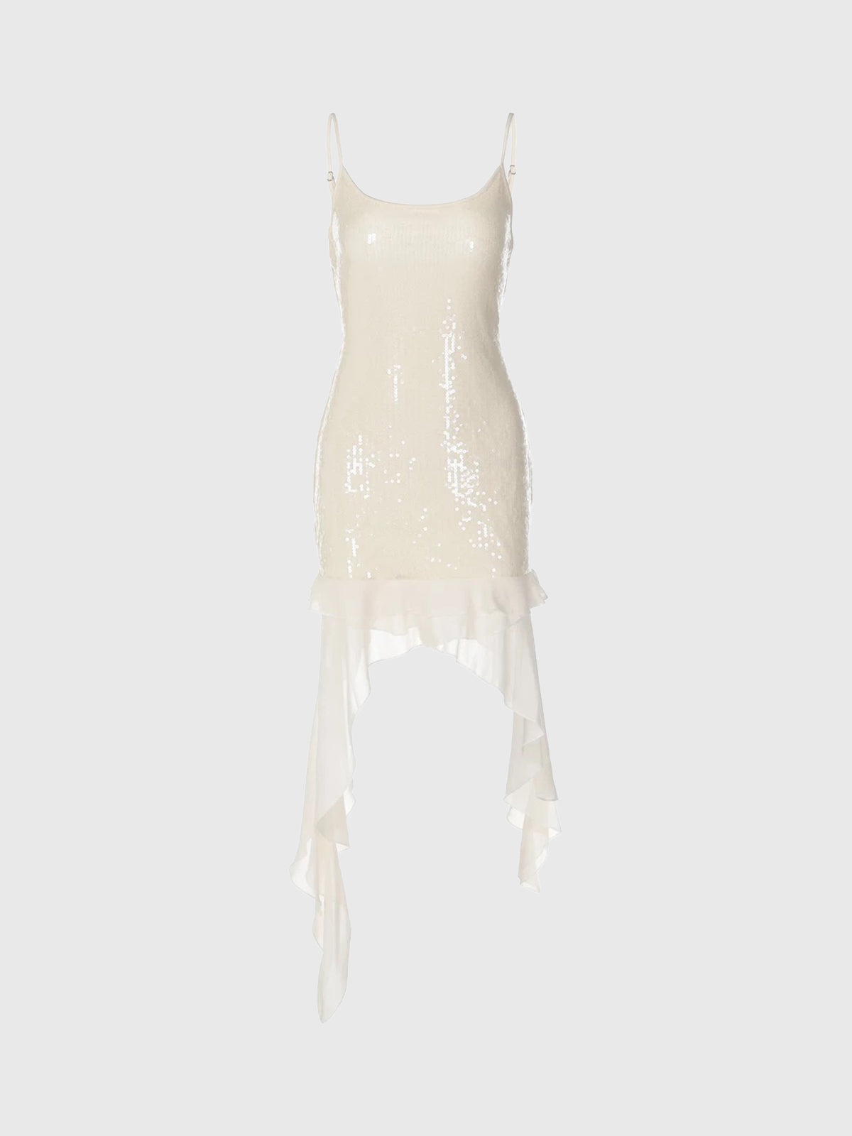 Brick Lane Skimming-fit Asymmetric Sequin Cami Dress - White