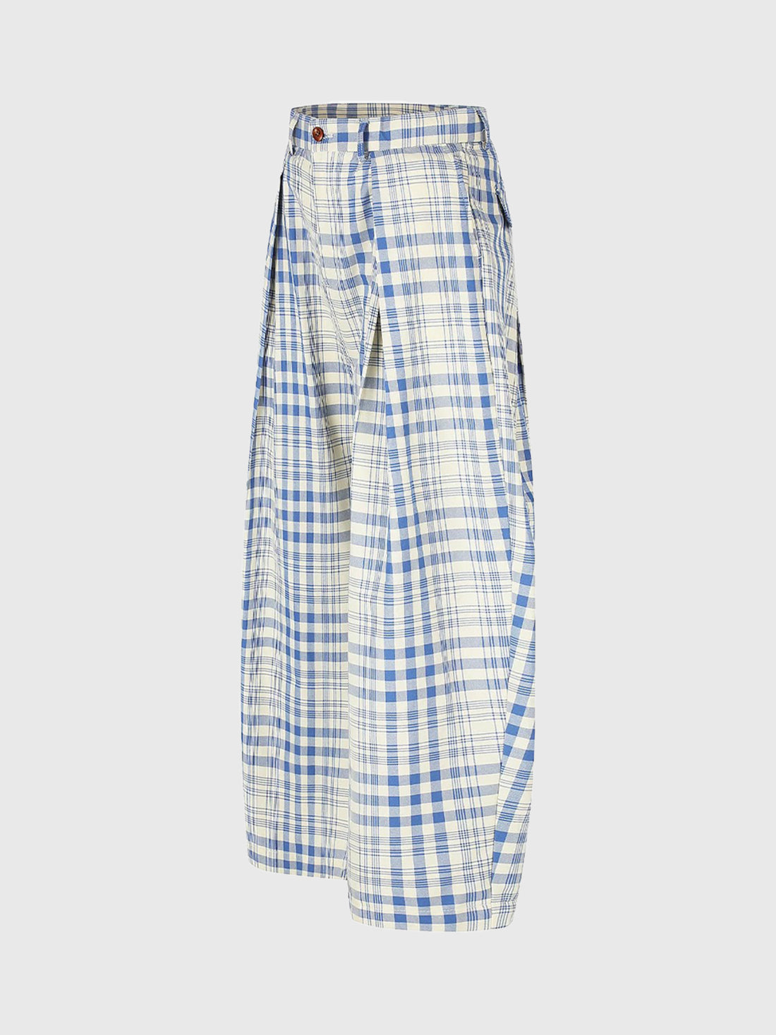 Brick Lane Wide-leg Casual Plaid Check Pants - Blue