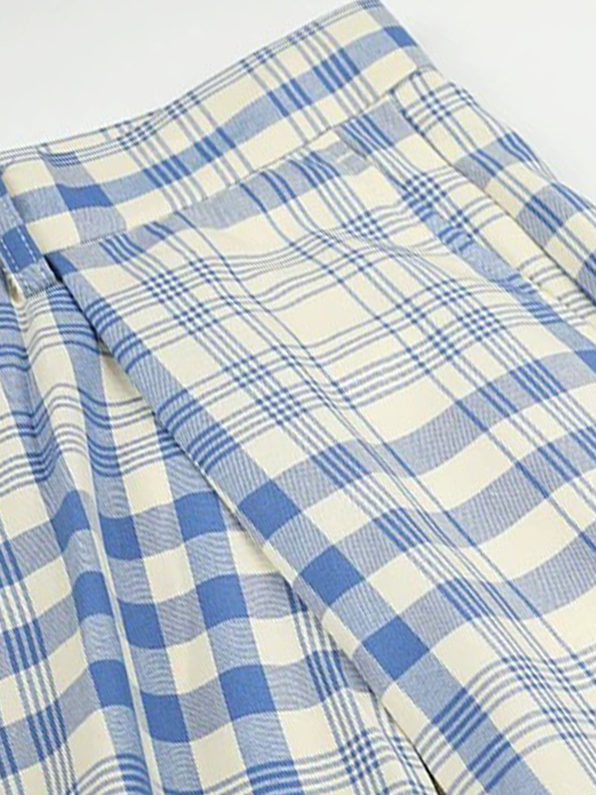 Brick Lane Wide-leg Casual Plaid Check Pants - Blue
