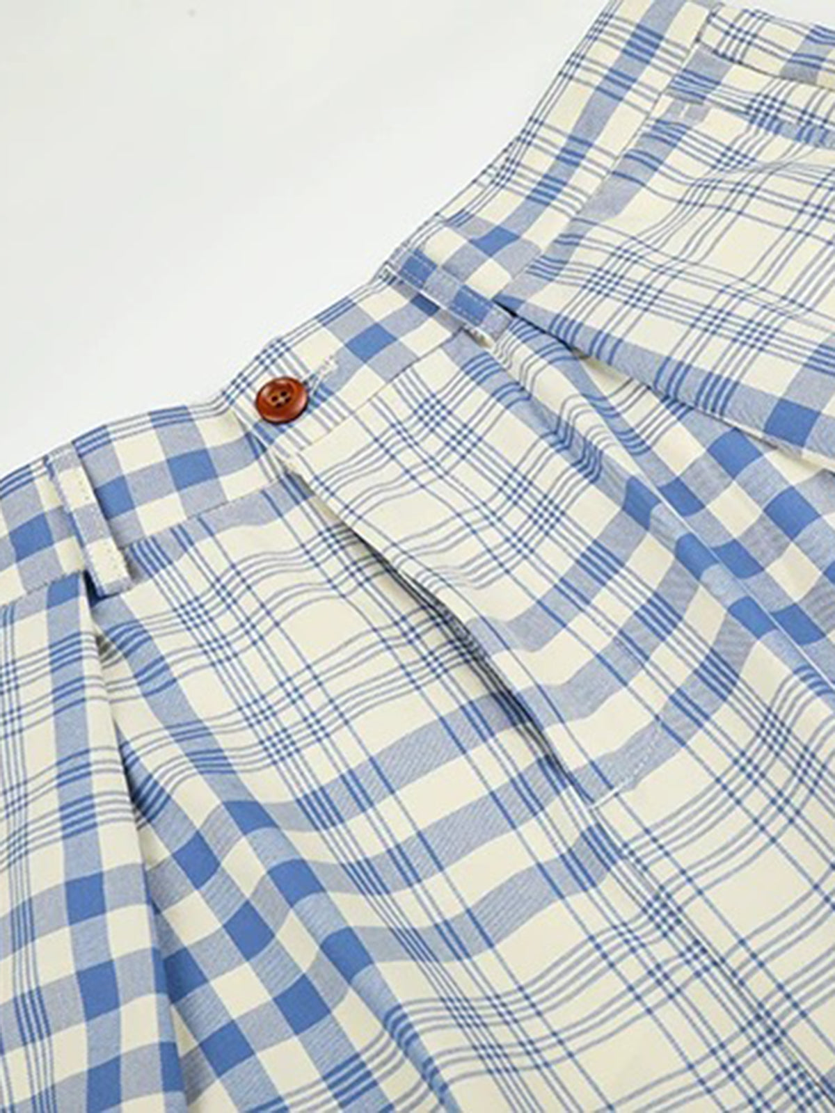 Brick Lane Wide-leg Casual Plaid Check Pants - Blue