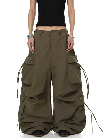 Brick Lane Wide-leg Multi-Pocket Cargo Pants - Green