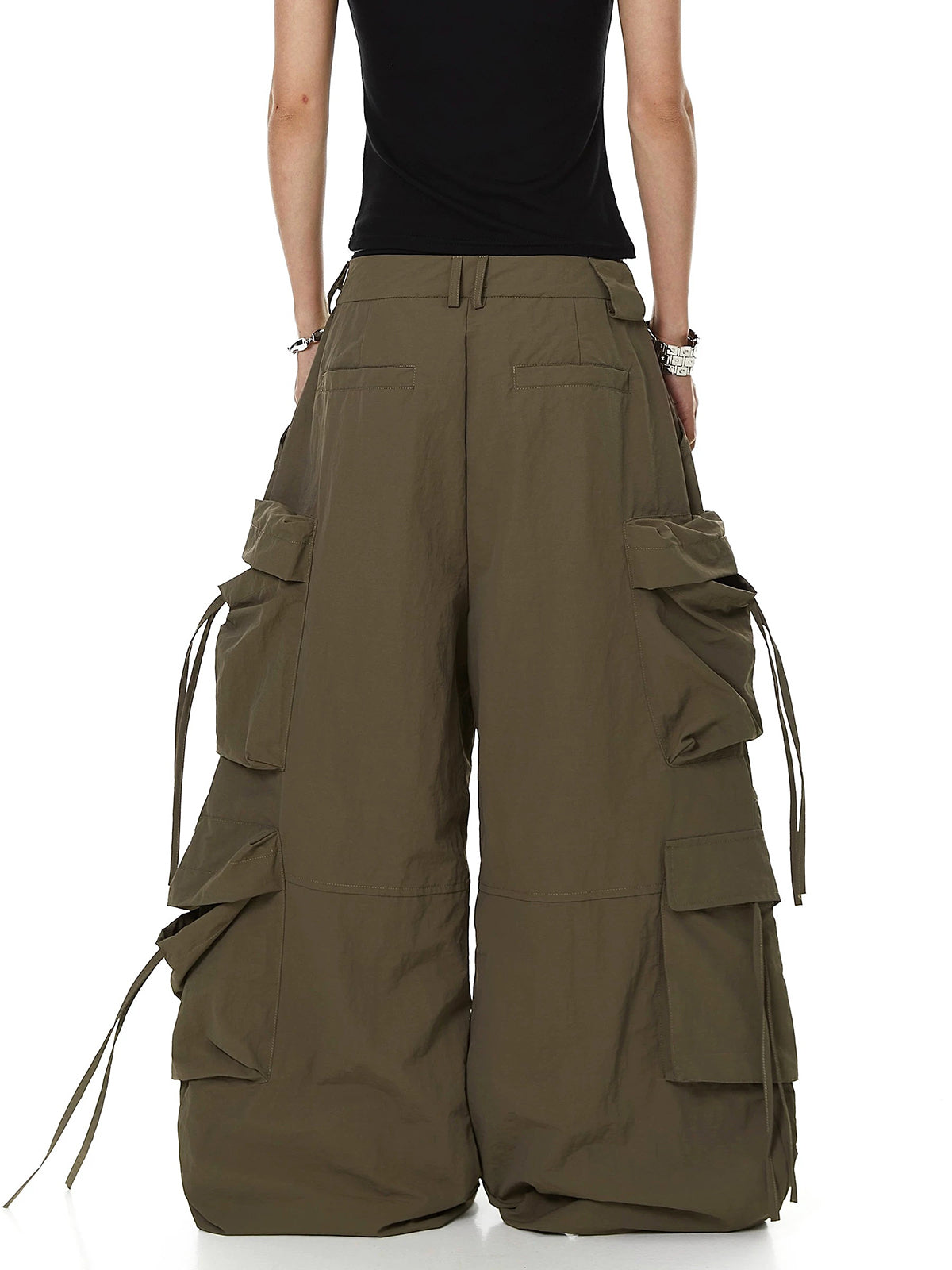 Brick Lane Wide-leg Multi-Pocket Cargo Pants - Green