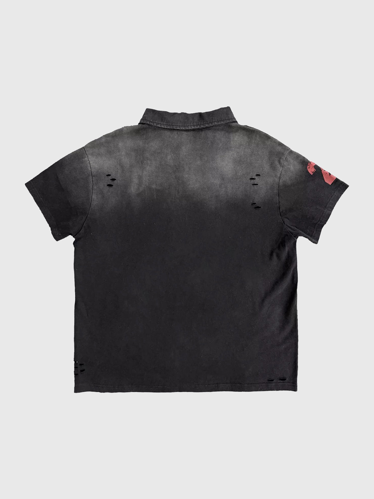 Co-ed Dorm Baggy-fit Graphic Print Polo Shirt - Black