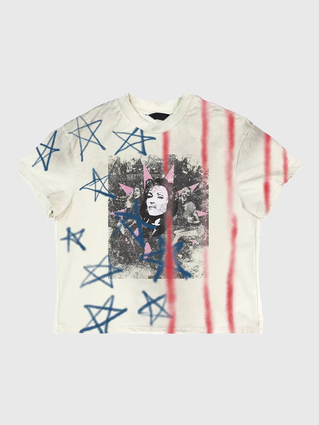 Co-ed Dorm Baggy-fit Star Graphic Print T-Shirt - White