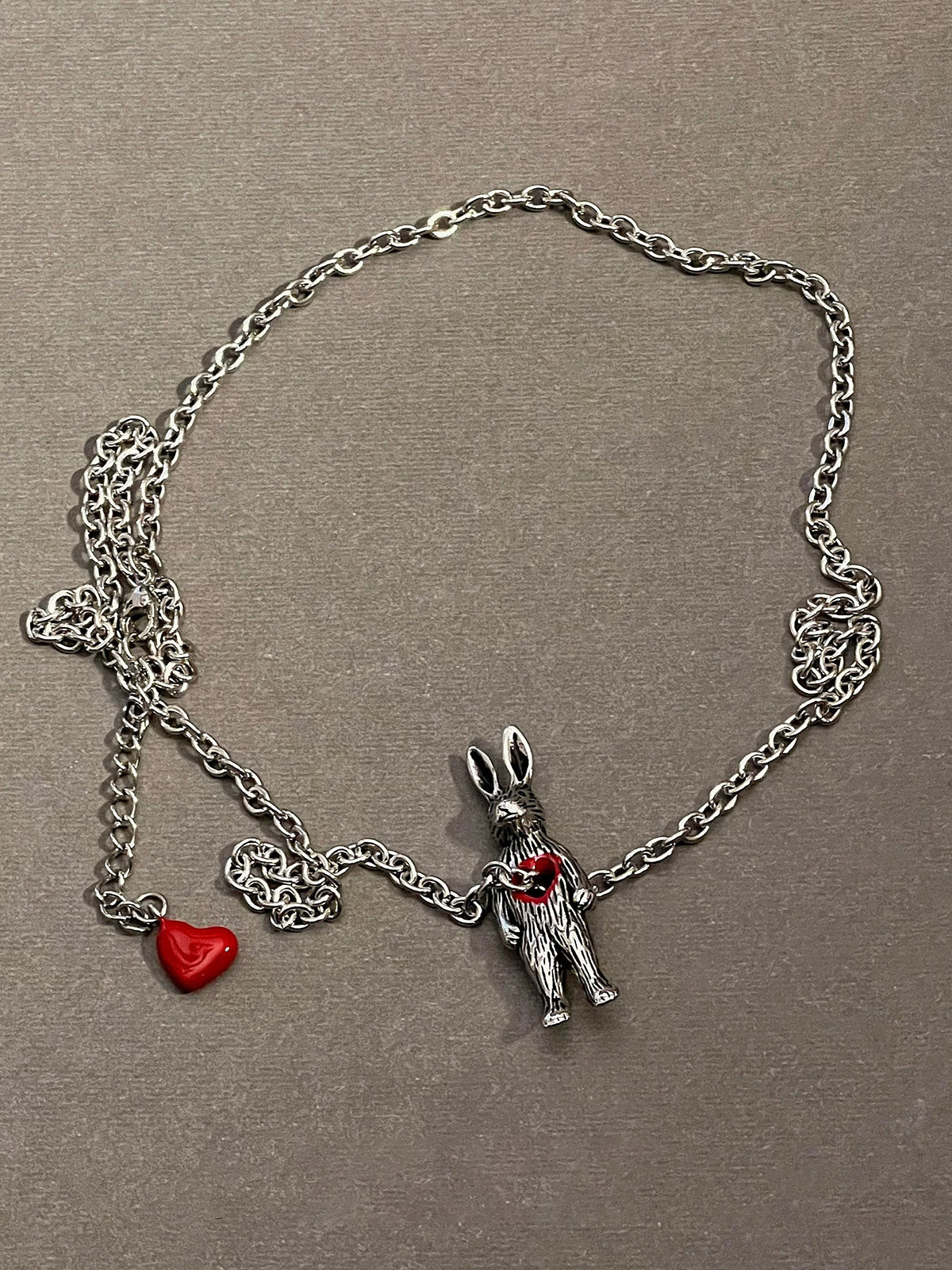 Brick Lane Punk Skeleton Figurine Layered Necklace - Silver
