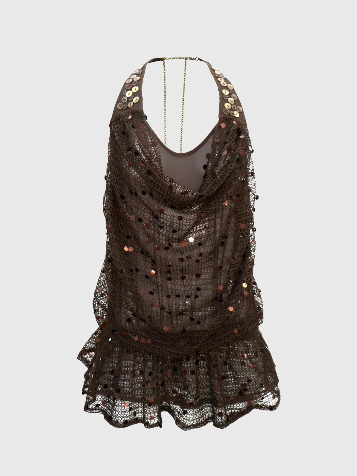 Spider Garden Mesh Halter Top - Cocoa Brown