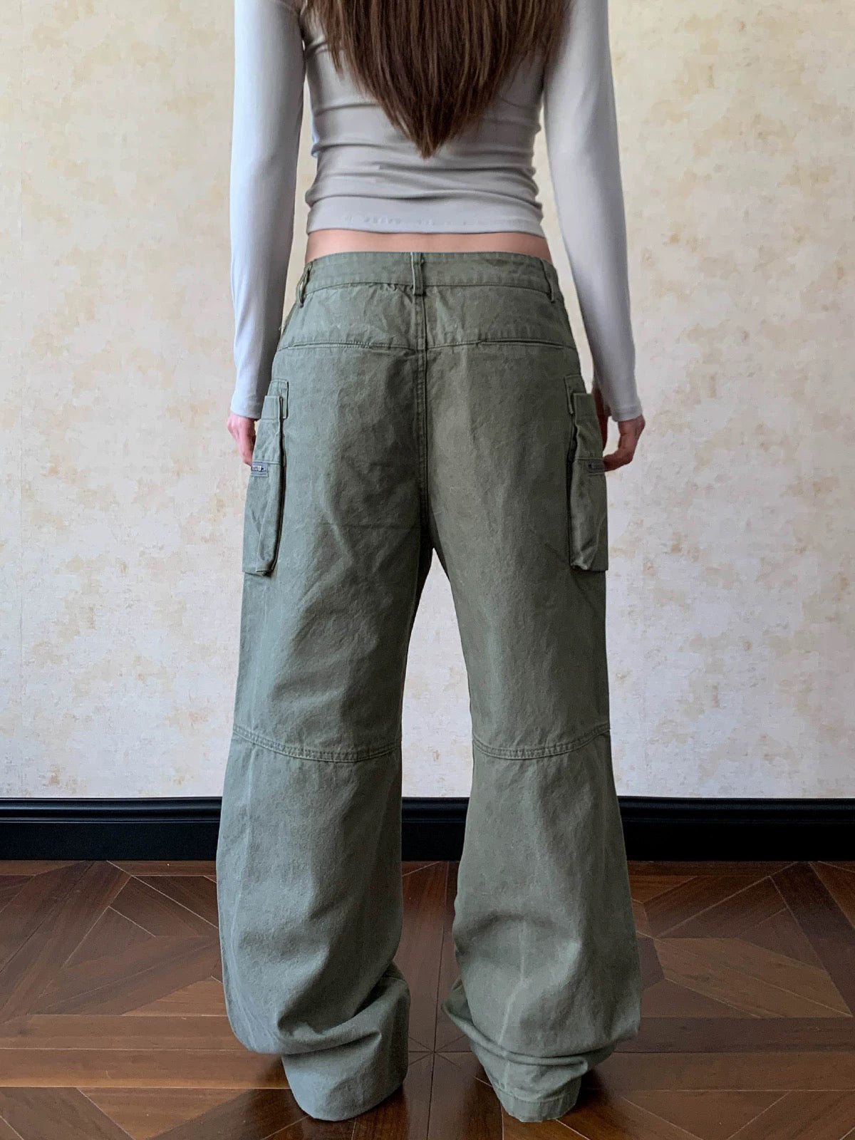 Brick Lane Wide-leg Cross Patchwork Cargo Pants - Green