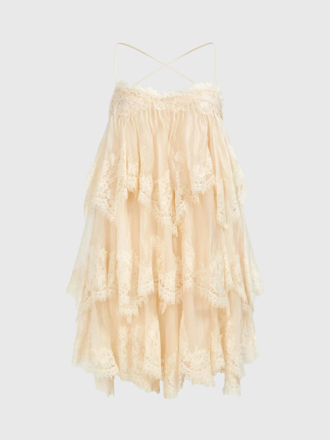 Vanilla Cloud Lace Mini Dress - Cream White