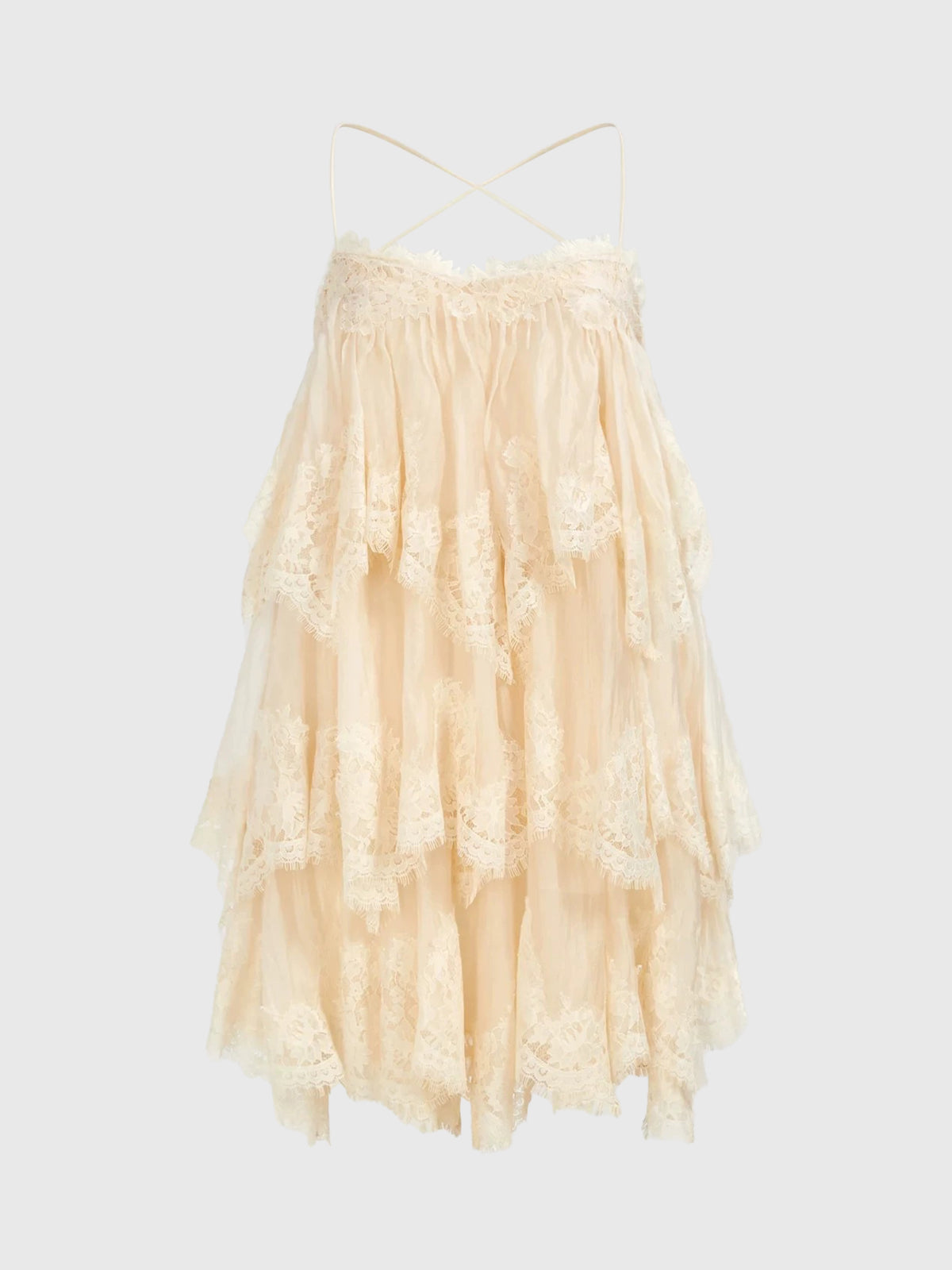 Vanilla Cloud Lace Mini Dress - Cream White