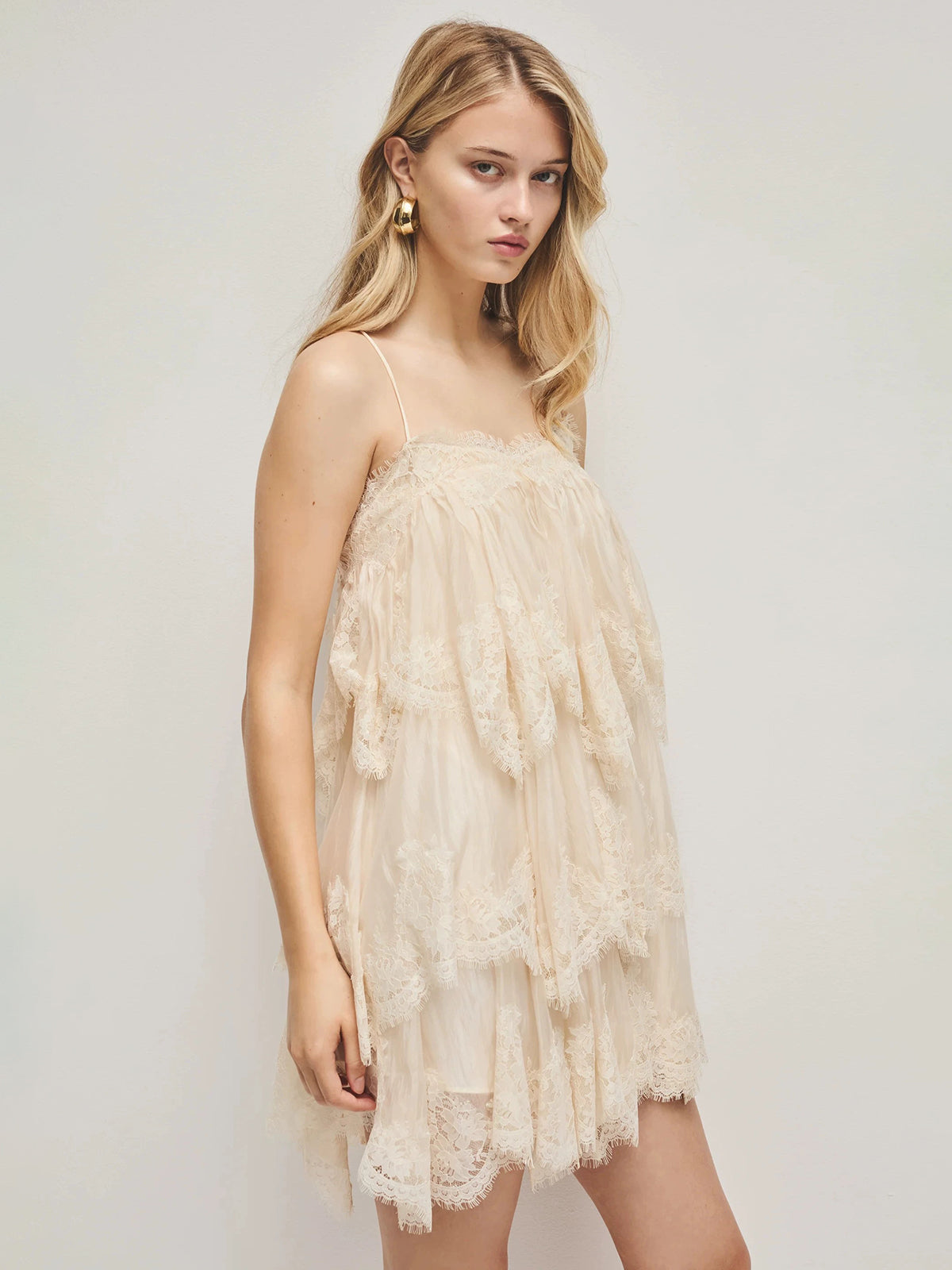 Vanilla Cloud Lace Mini Dress - Cream White