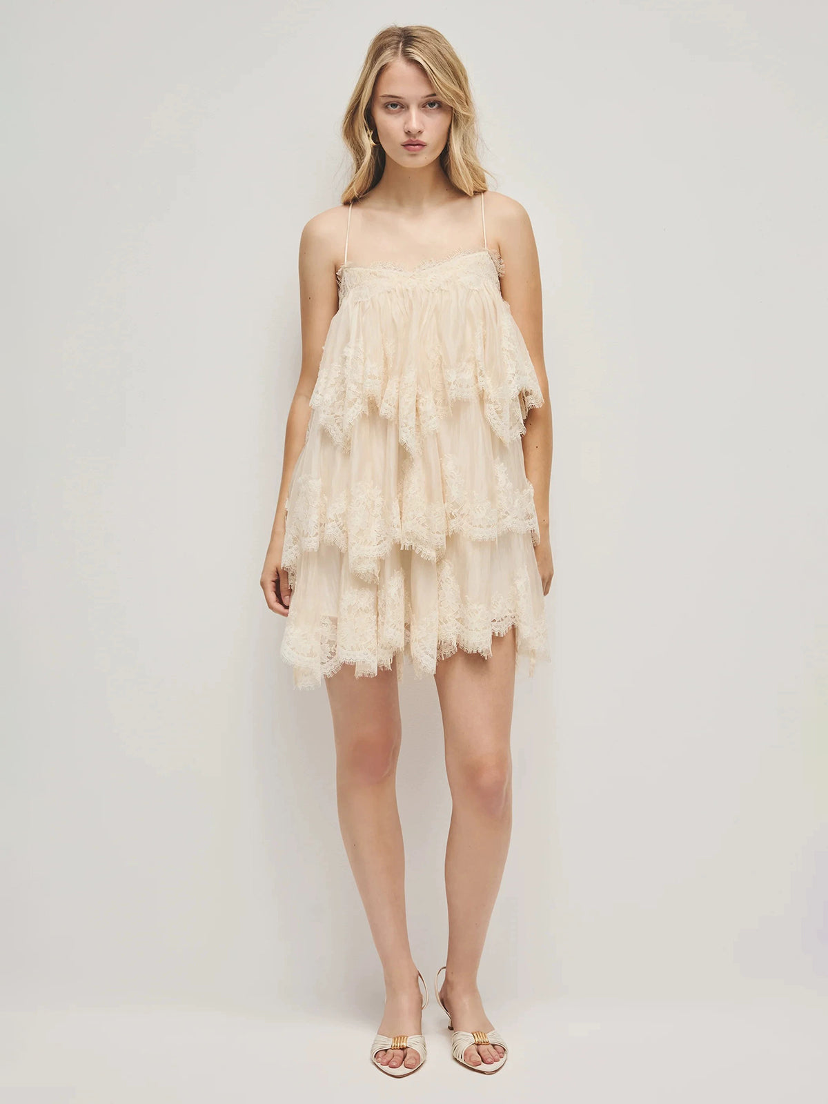 Vanilla Cloud Lace Mini Dress - Cream White