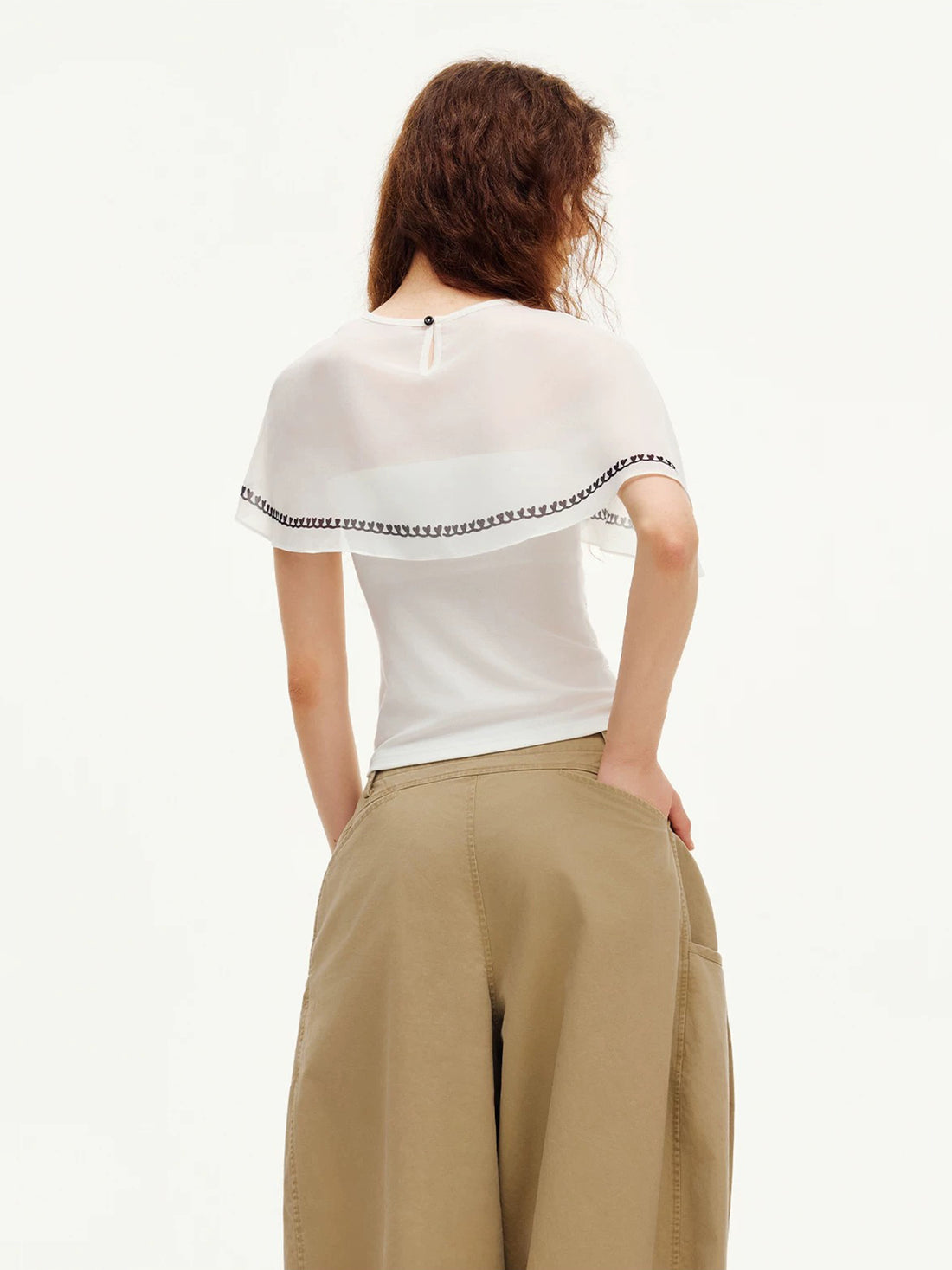 Dolled Office Asymmetric Heart Graphic Print Top - White