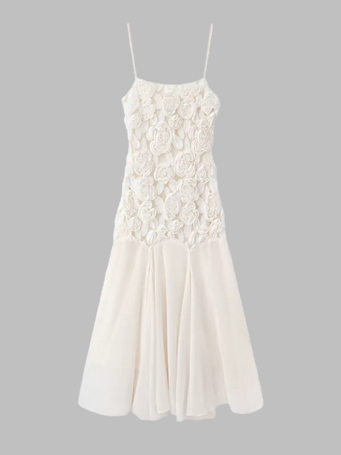 Bloom Frame Lace Dress - Pearl White