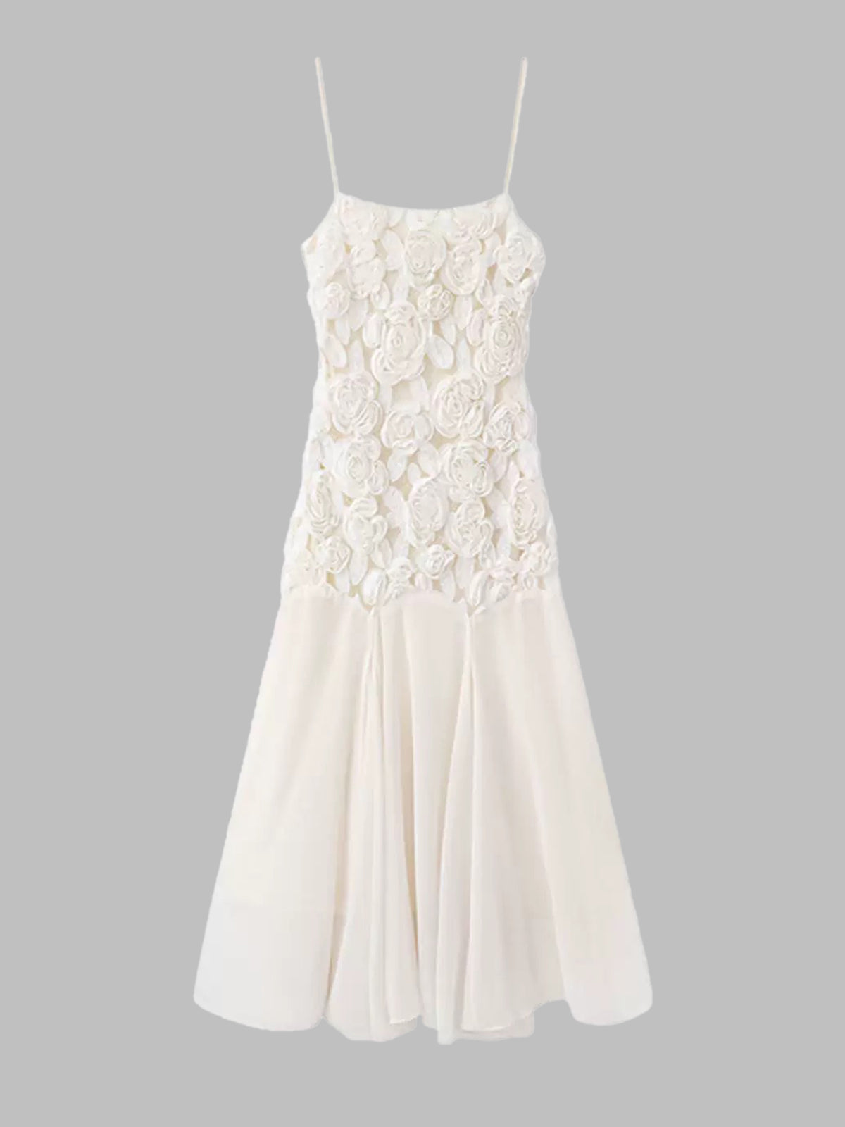 Bloom Frame Lace Dress - Pearl White