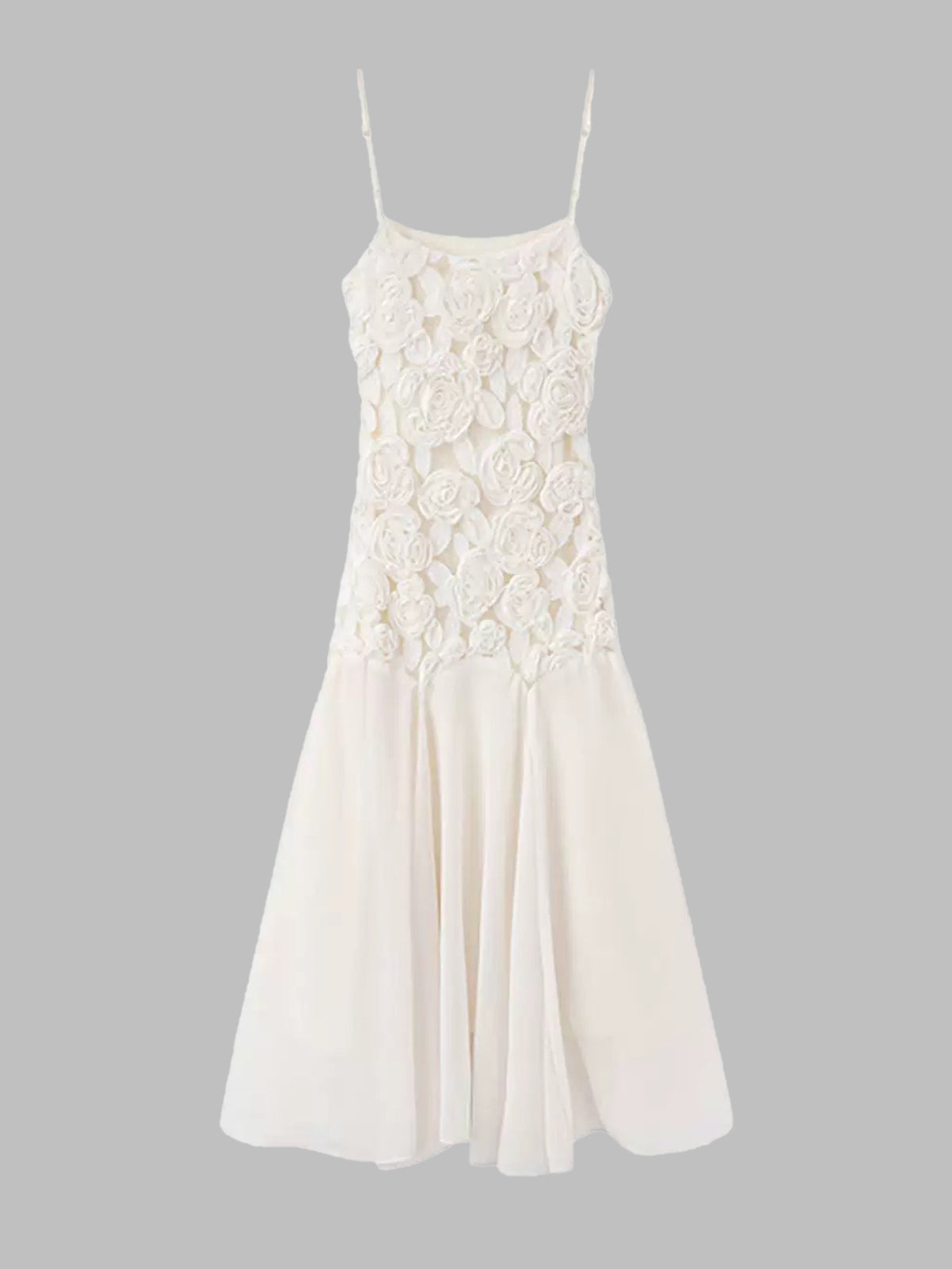 Bloom Frame Lace Dress - Pearl White