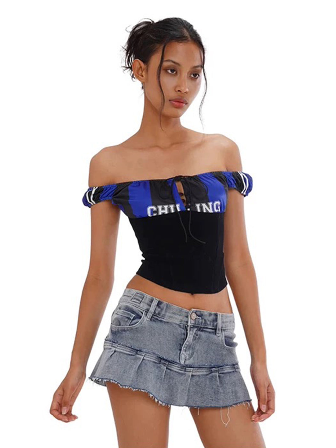 Club Stage Off Shoulder Top - Electric Blue