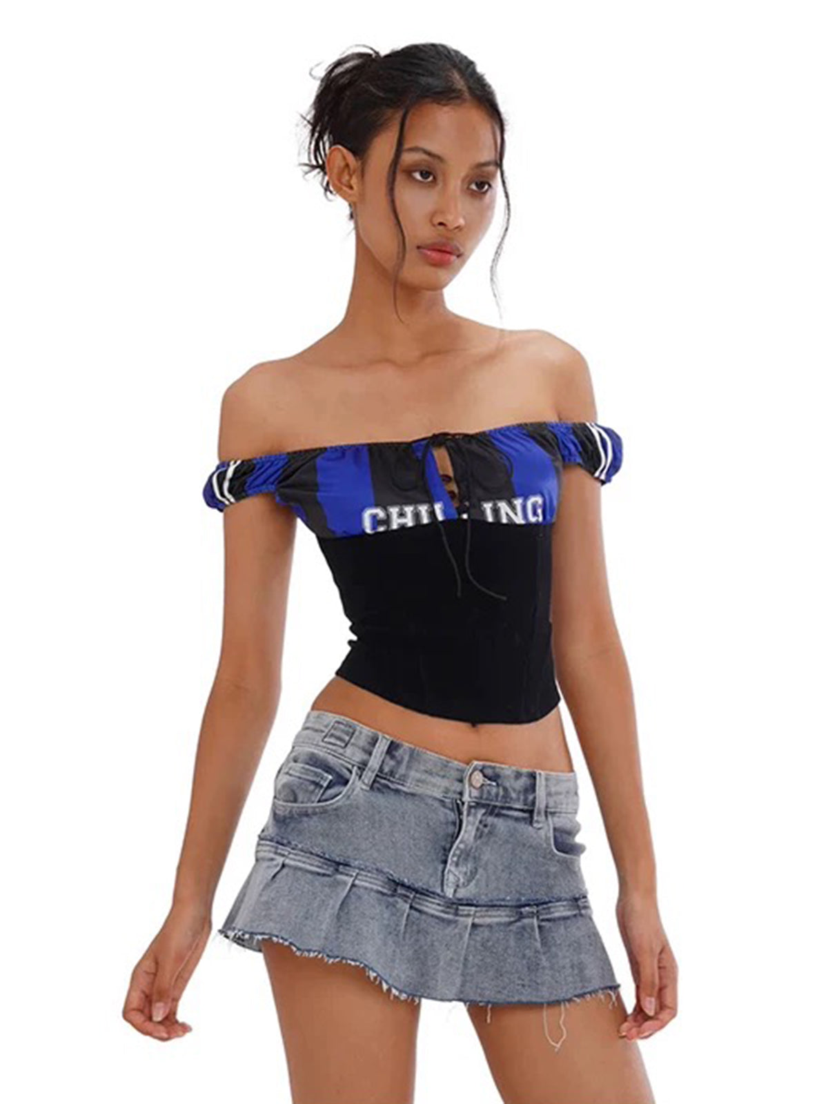 Club Stage Off Shoulder Top - Electric Blue
