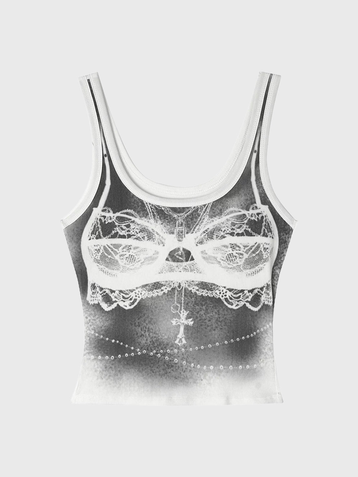 Brick Lane Skimming-fit Graphic Print Cami Top - White