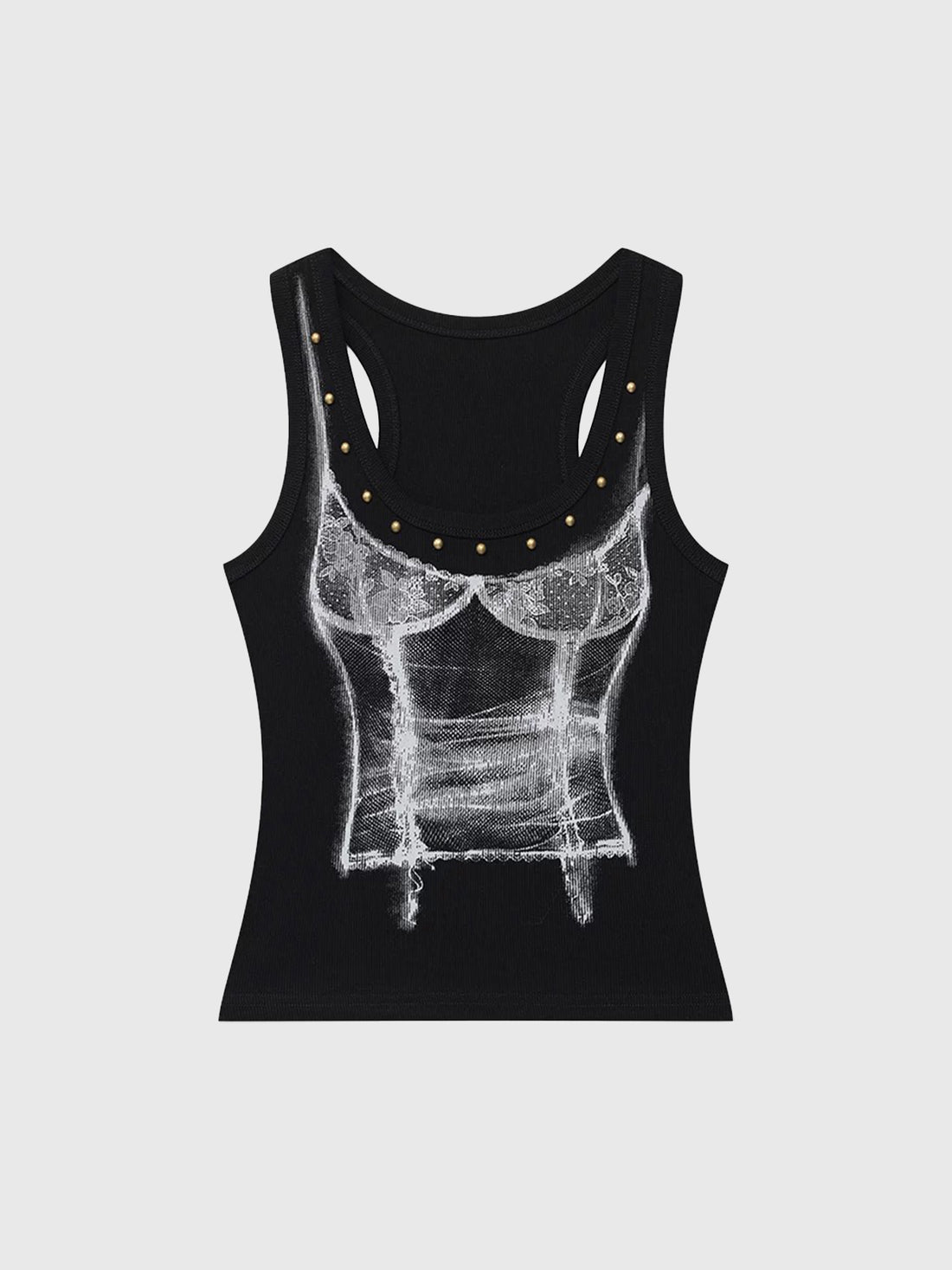 Brick Lane Skimming-fit Graphic Print Vest Top - Black