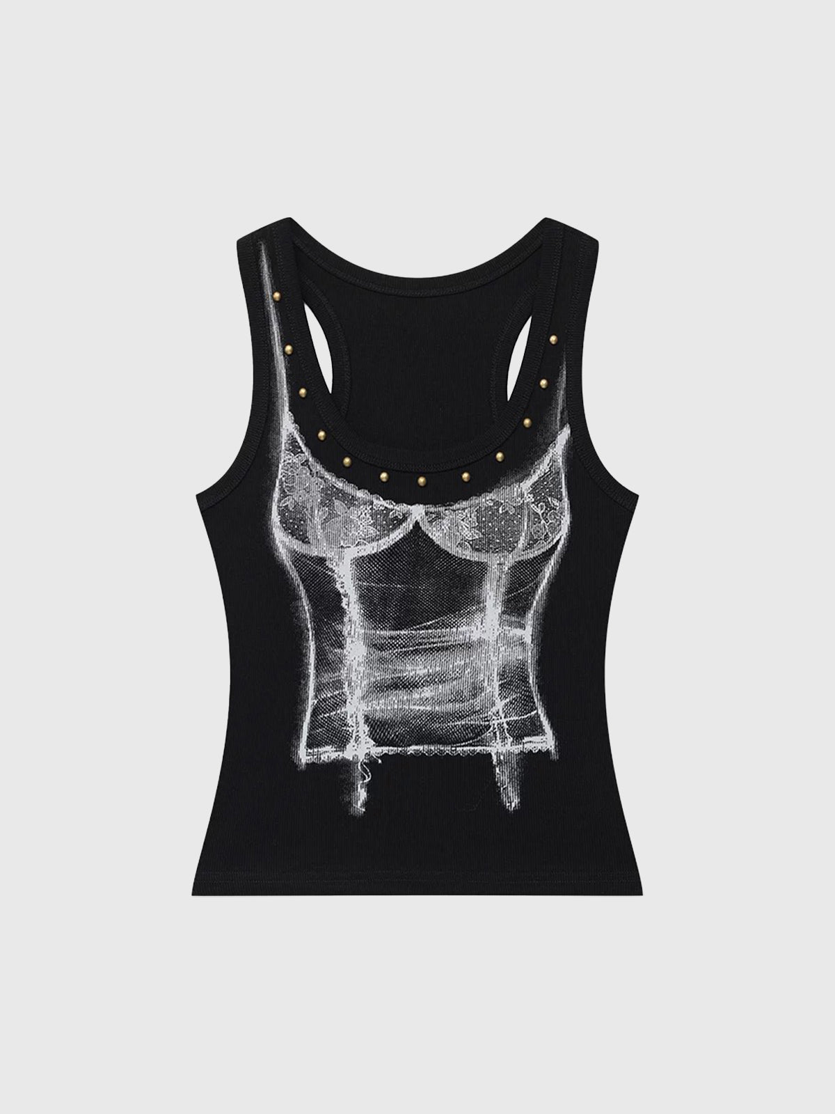 Brick Lane Skimming-fit Graphic Print Vest Top - Black